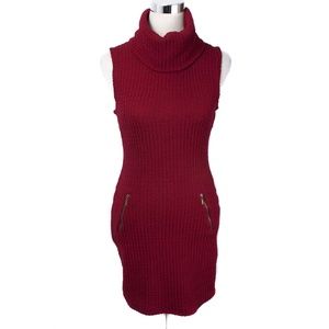 🍍E (Hanger) M Burgundy Texture Knit Bodycon Dress